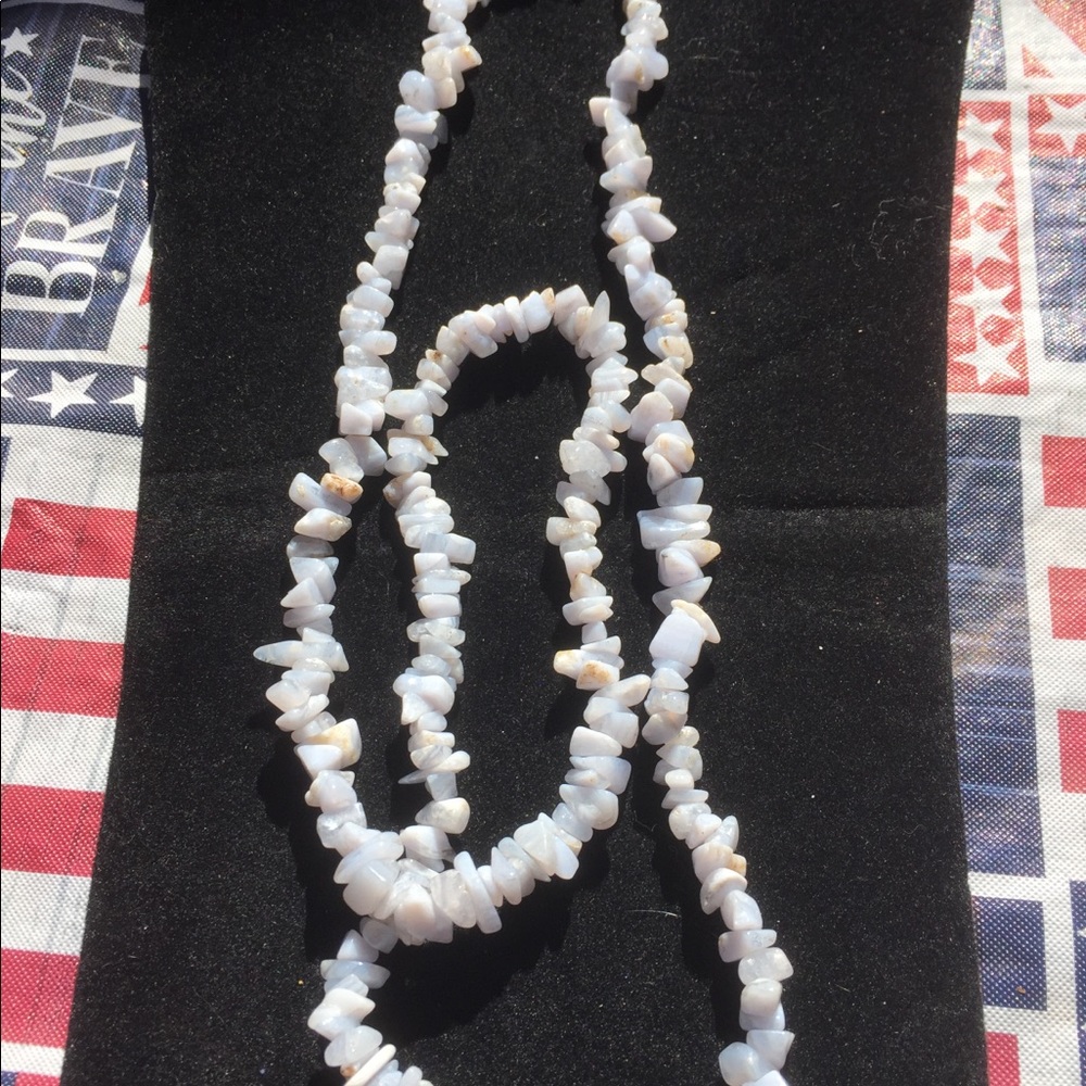 Blue Lace Agate Chip continuous strand necklace